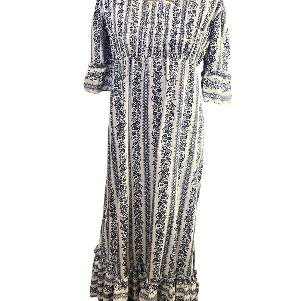 Vintage Blue and White Berkleigh Juniors Boho Dress